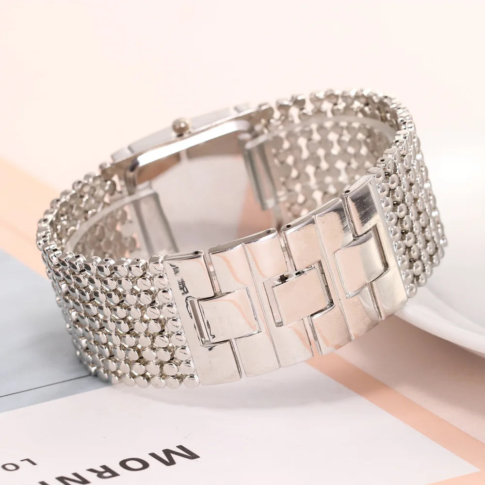 Luxury Casual Women's Square Full Diamond Bracelet Watch