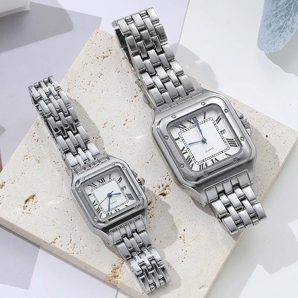 Luxury Ladies Quartz Watch with Calendar - Stainless Steel Bracelet
