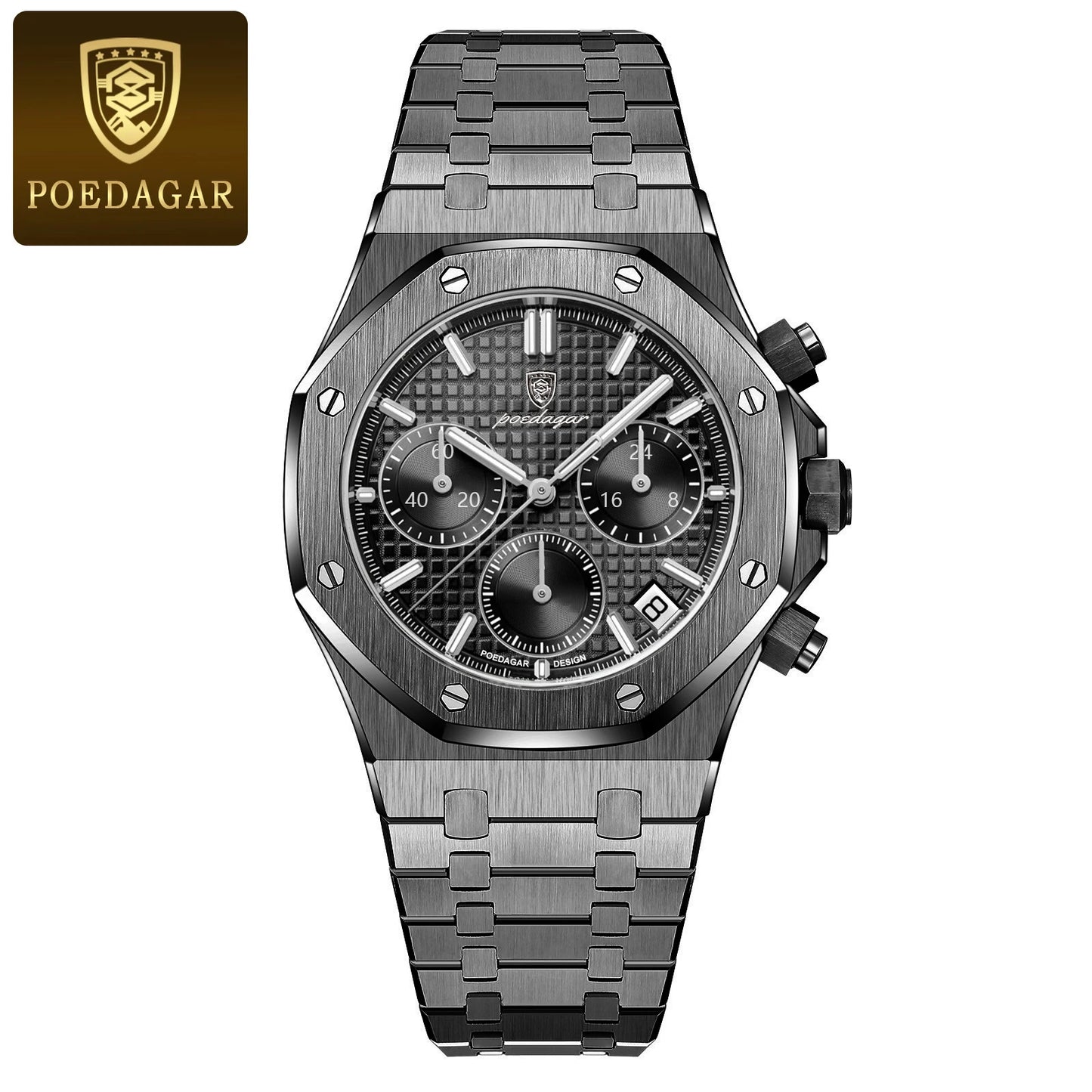 Luxury Men's Stainless Steel Chronograph Watch - Waterproof & Luminous