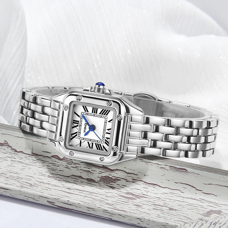 Elegant Waterproof Women's Quartz Watch with Luminous Date and Stainless Steel Band