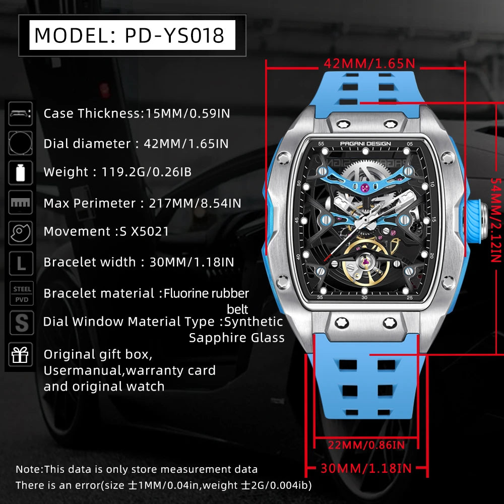 42MM Skeleton Dial Men's Mechanical Watch - Automatic, Waterproof, Sapphire Glass