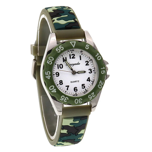 Cool Camouflage Silicone Strap Quartz Watch for Kids