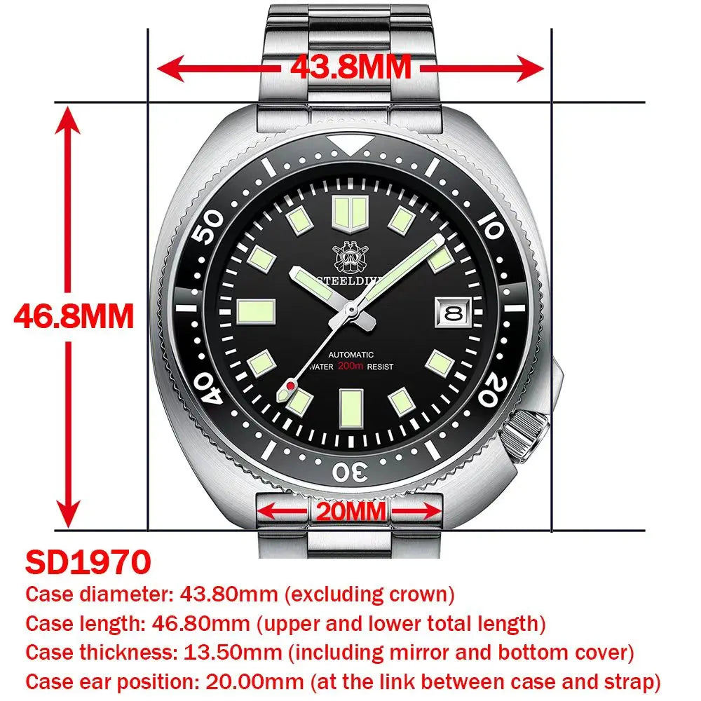 Automatic Dive Watch with White Date Background, 200M Waterproof, NH35 Movement