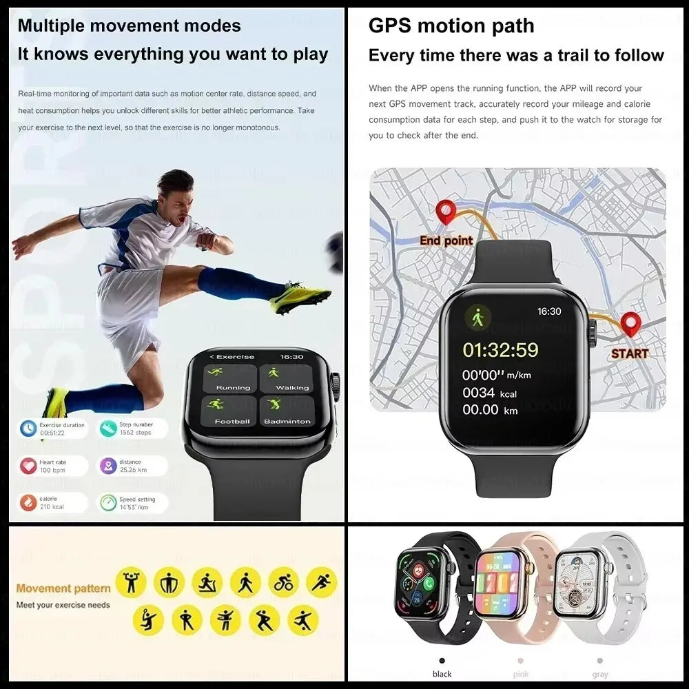 Strap Wise GPS Smart Watch Series 10 with Music, Bluetooth Calls, and Health Tracking