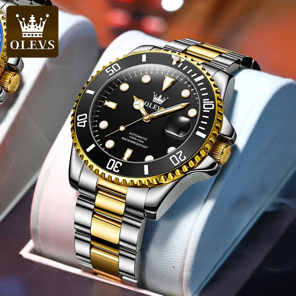 Classic Automatic Mechanical Men's Watch with Luminous Features and Waterproof Design