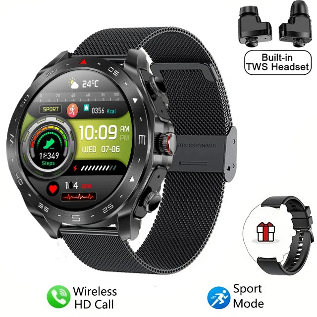 Strap Wise 2024 Smart Watch with TWS Bluetooth Earphones and HIFI Sound Quality