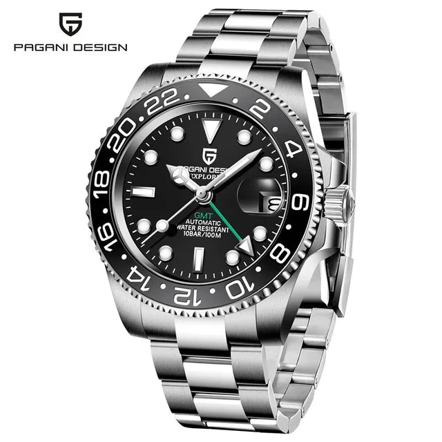 Luxury GMT Mechanical Wristwatch with Sapphire Glass and 100M Water Resistance