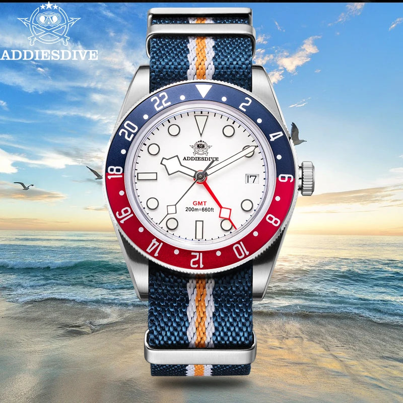 Luxury 200m Water-Resistant GMT Men's Diver Watch with Super Luminous Features