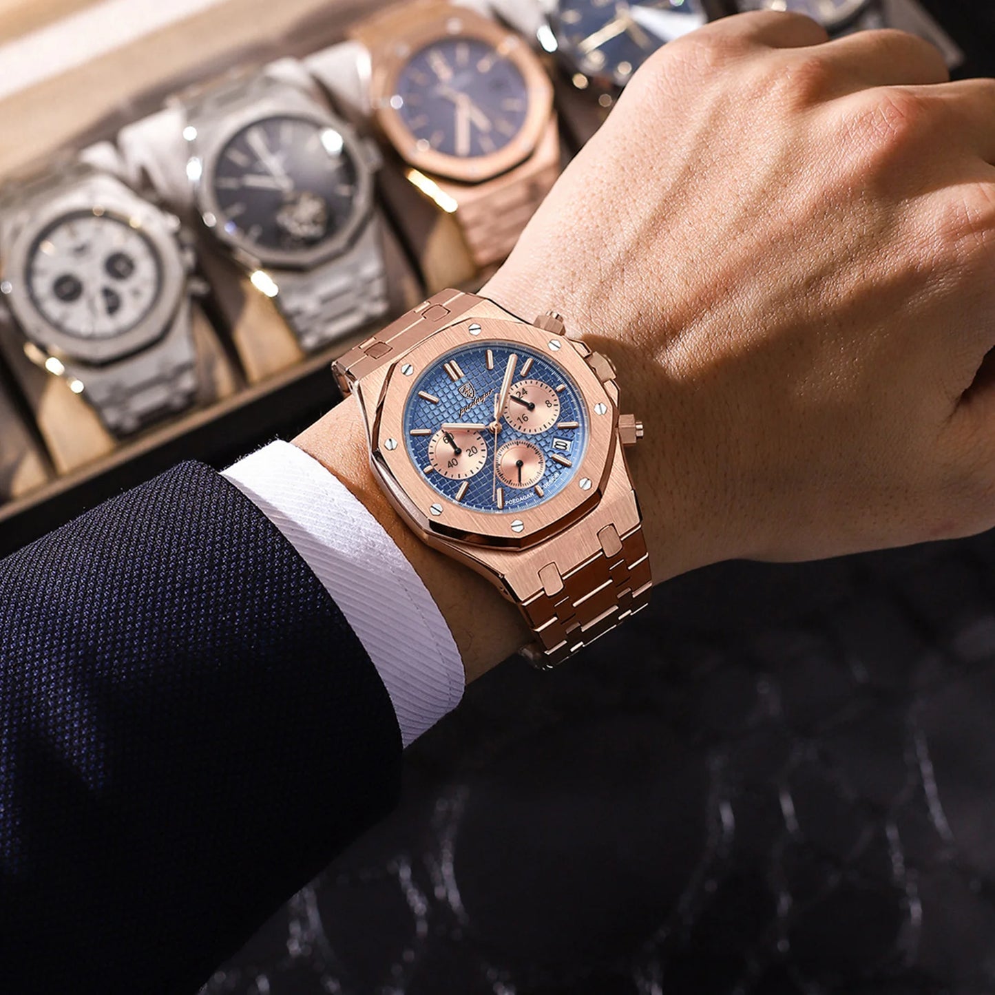 Luxury Men's Stainless Steel Chronograph Watch - Waterproof & Luminous