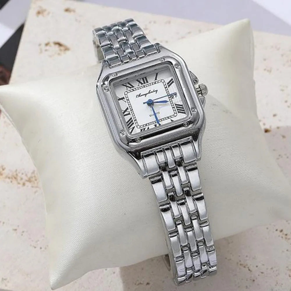 Luxury Ladies Quartz Watch with Calendar - Stainless Steel Bracelet