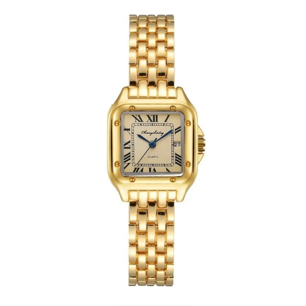 Luxury Ladies Quartz Watch with Calendar - Stainless Steel Bracelet