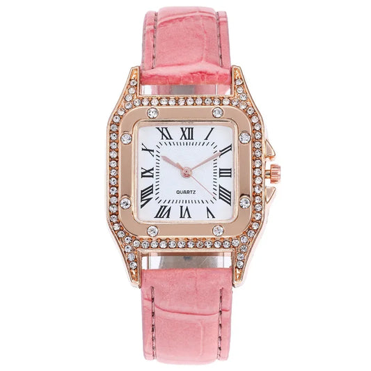 Elegant Rhinestone Square Women’s Waterproof Quartz Watch