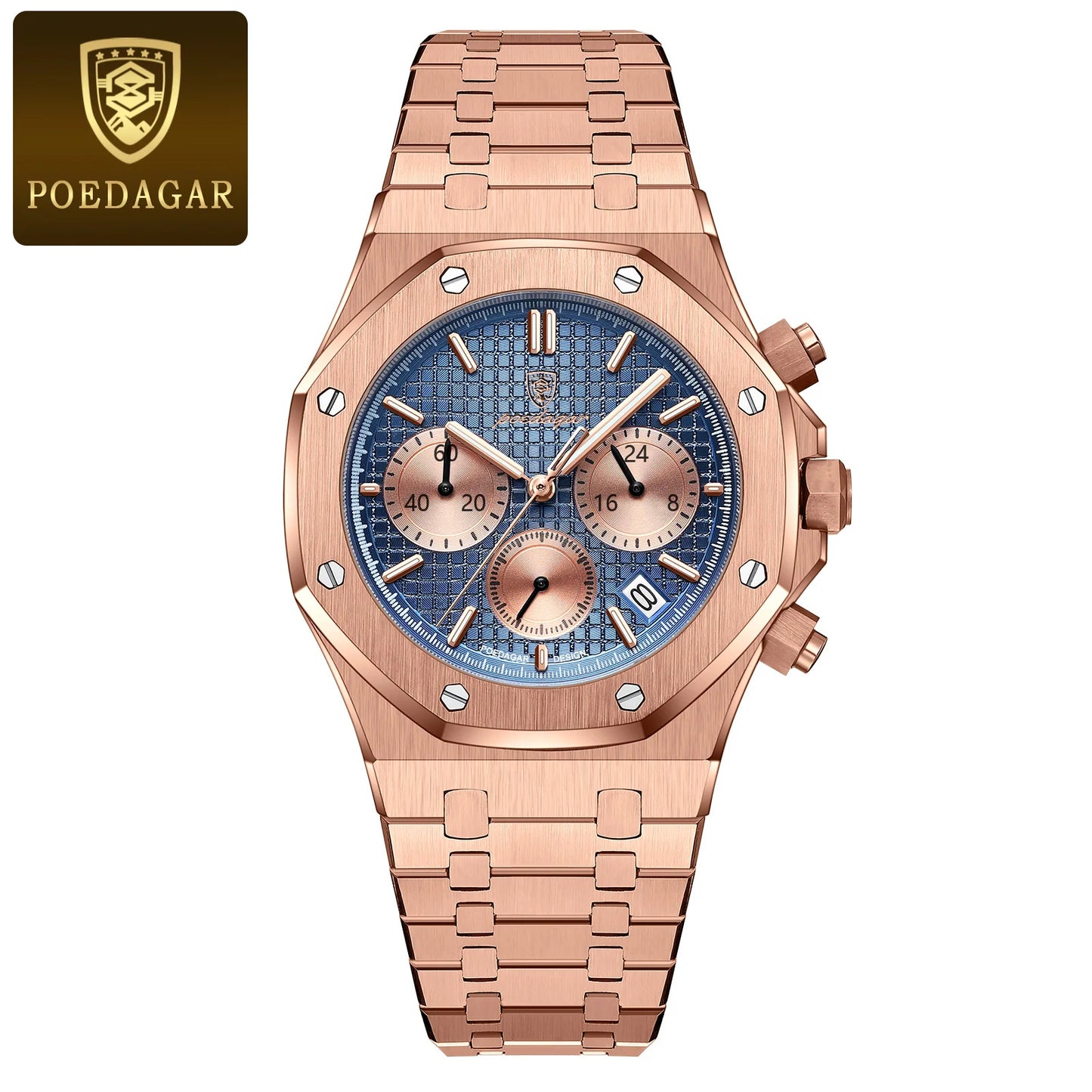 Luxury Men's Stainless Steel Chronograph Watch - Waterproof & Luminous
