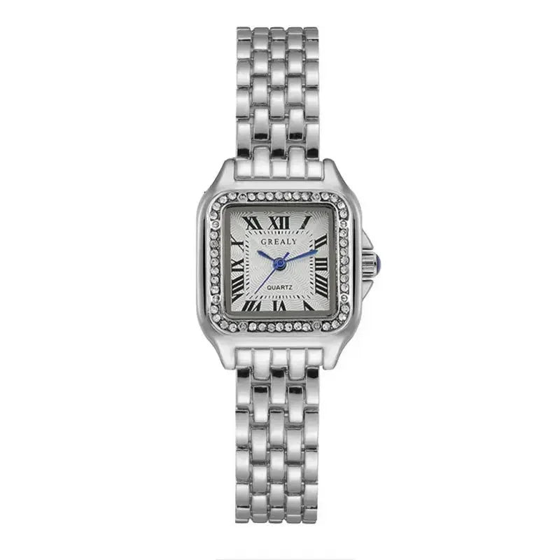 Luxury Square Ladies Quartz Watch with Alloy Strap