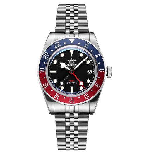 Luxury 200m Water-Resistant GMT Men's Diver Watch with Super Luminous Features