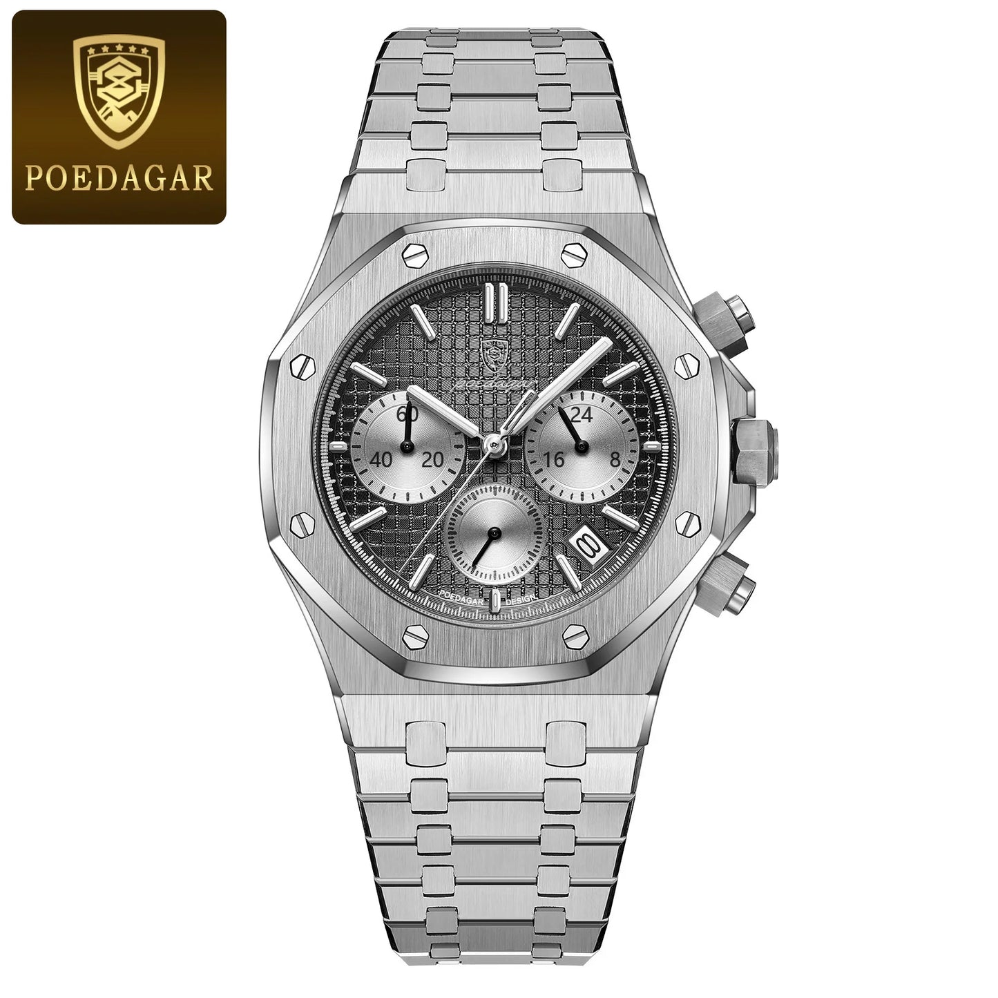 Luxury Men's Stainless Steel Chronograph Watch - Waterproof & Luminous