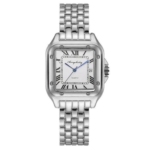 Light Luxury Square Couple Watches with Stainless Steel Strap - Fashion Quartz Wristwatches