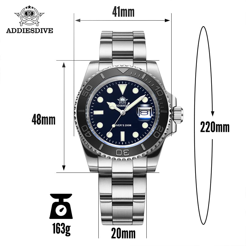 Luxurious Men's Luminous Quartz Diving Watch - 20 Bar Waterproof Stainless Steel