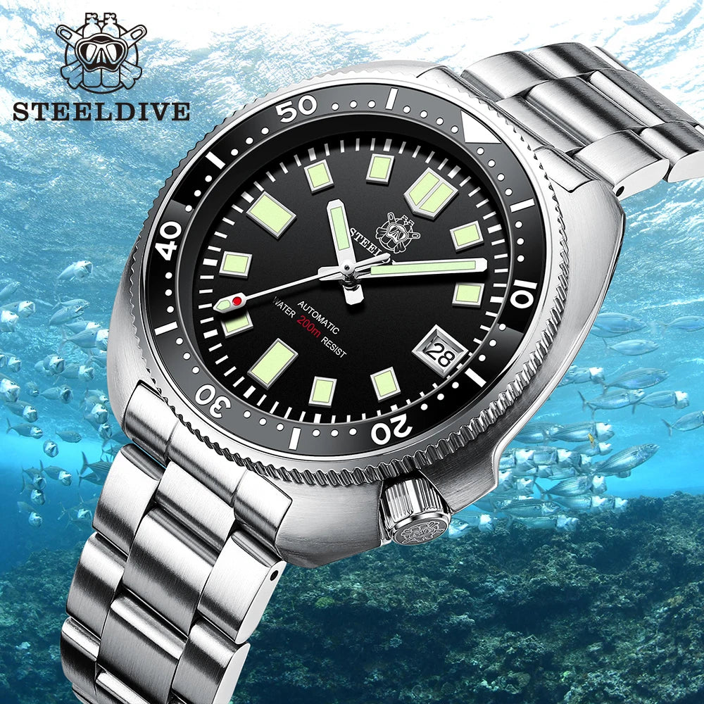 Automatic Dive Watch with White Date Background, 200M Waterproof, NH35 Movement