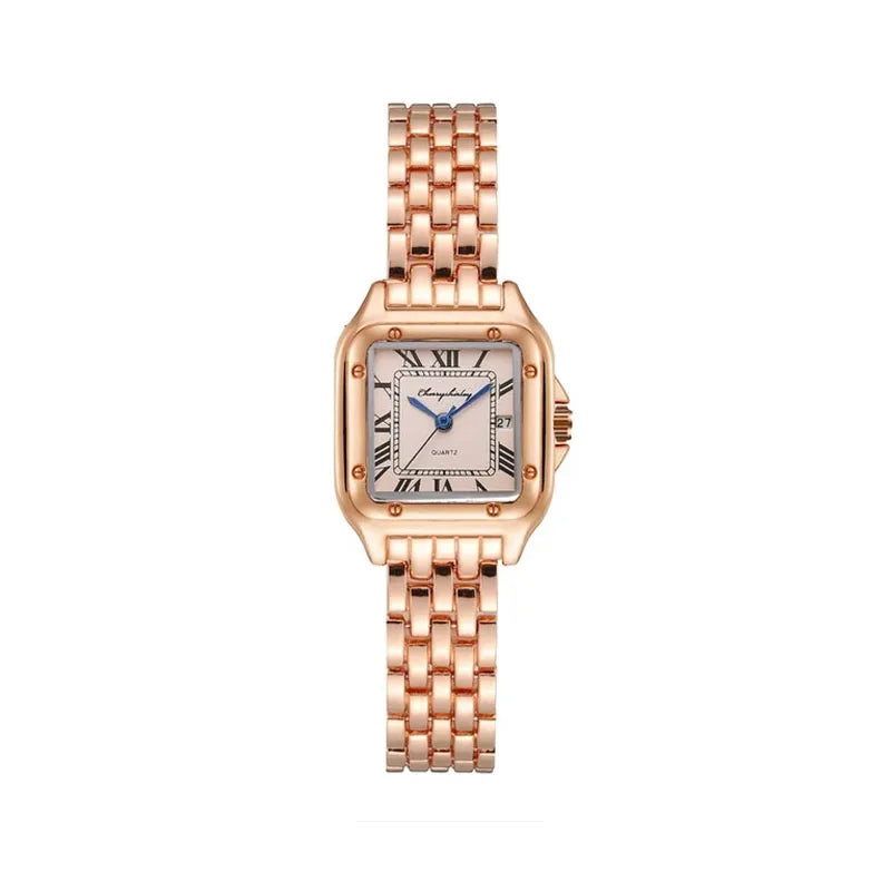 Light Luxury Square Couple Watches with Stainless Steel Strap - Fashion Quartz Wristwatches