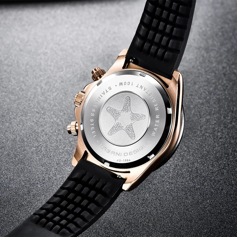 40mm Men's Quartz Chronograph Watch with Sapphire Crystal and Waterproof Design