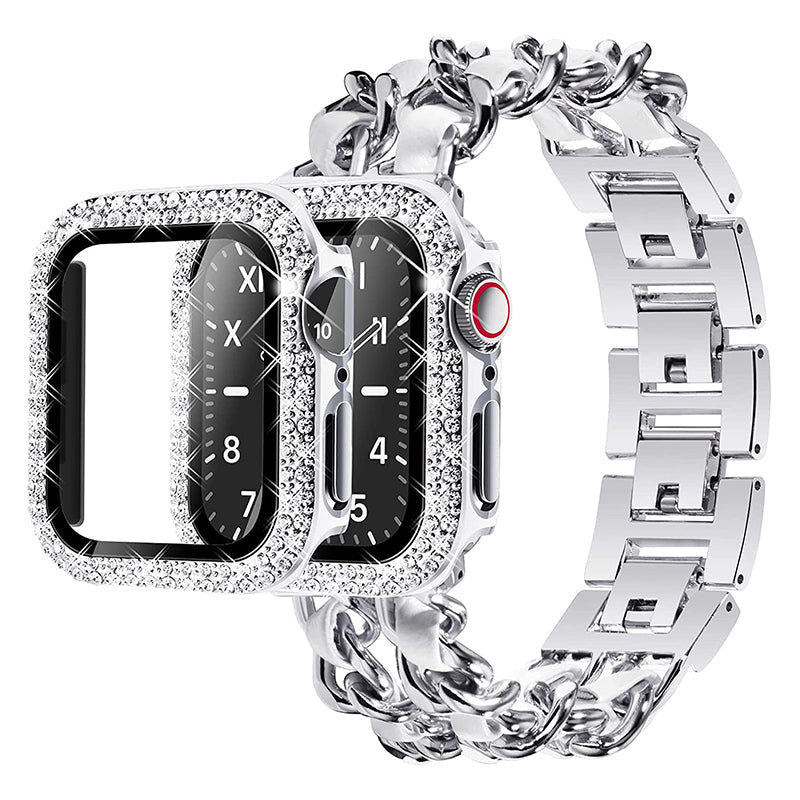 Carpe Luxury Steel Leather Watch Band & Case for Apple Watch
