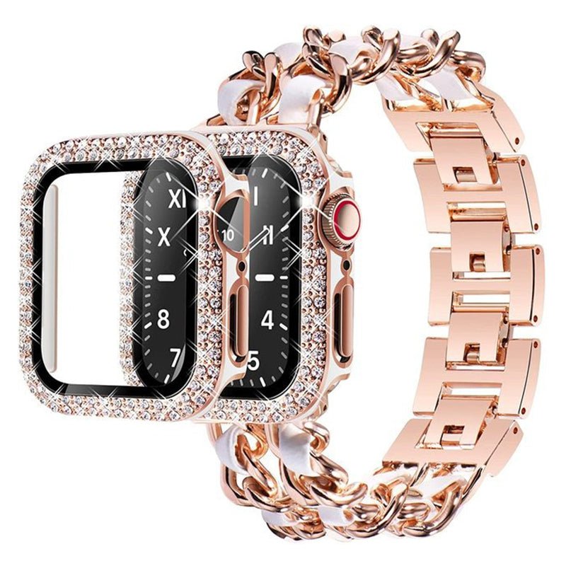 Carpe Luxury Steel Leather Watch Band & Case for Apple Watch