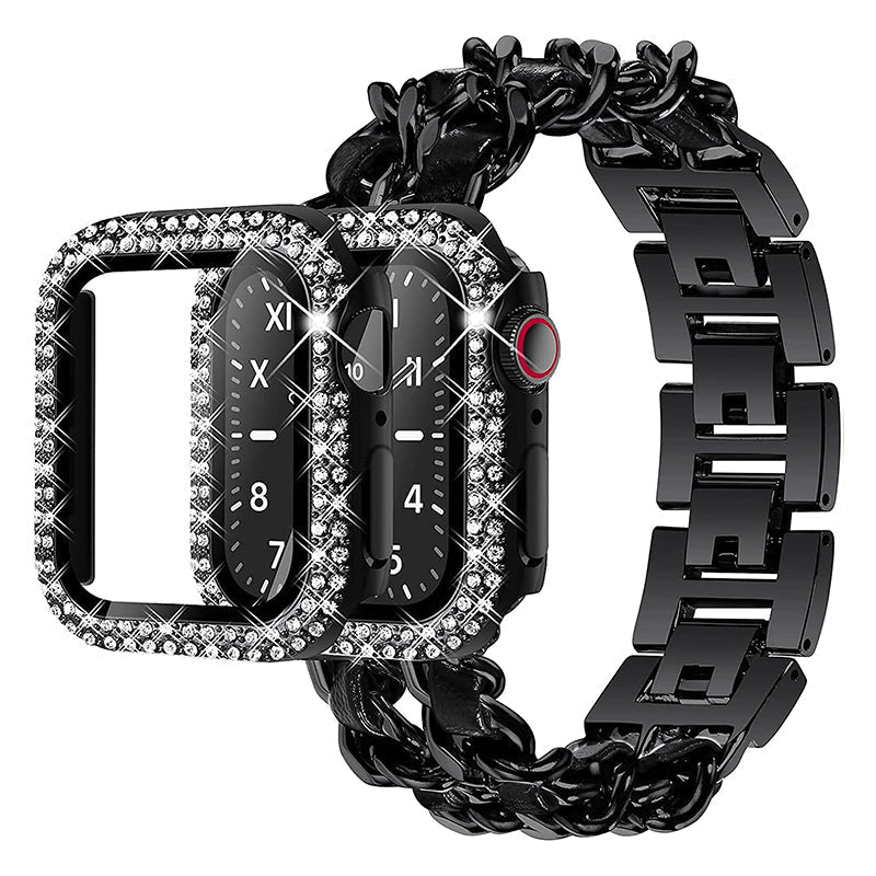 Carpe Luxury Steel Leather Watch Band & Case for Apple Watch