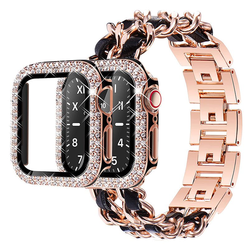 Carpe Luxury Steel Leather Watch Band & Case for Apple Watch