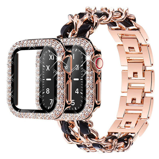 Carpe Luxury Steel Leather Watch Band & Case for Apple Watch