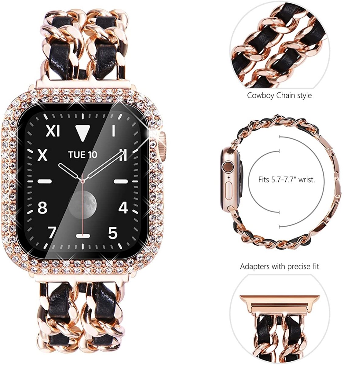 Carpe Luxury Steel Leather Watch Band & Case for Apple Watch