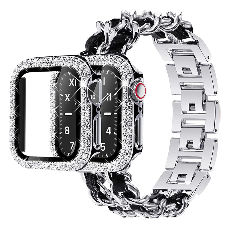 Carpe Luxury Steel Leather Watch Band & Case for Apple Watch