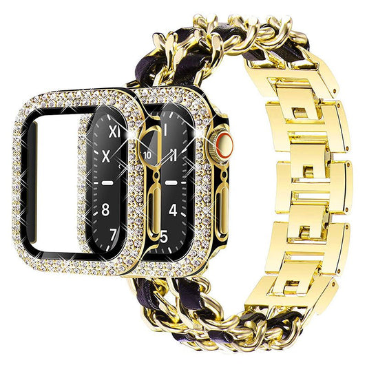 Carpe Luxury Steel Leather Watch Band & Case for Apple Watch