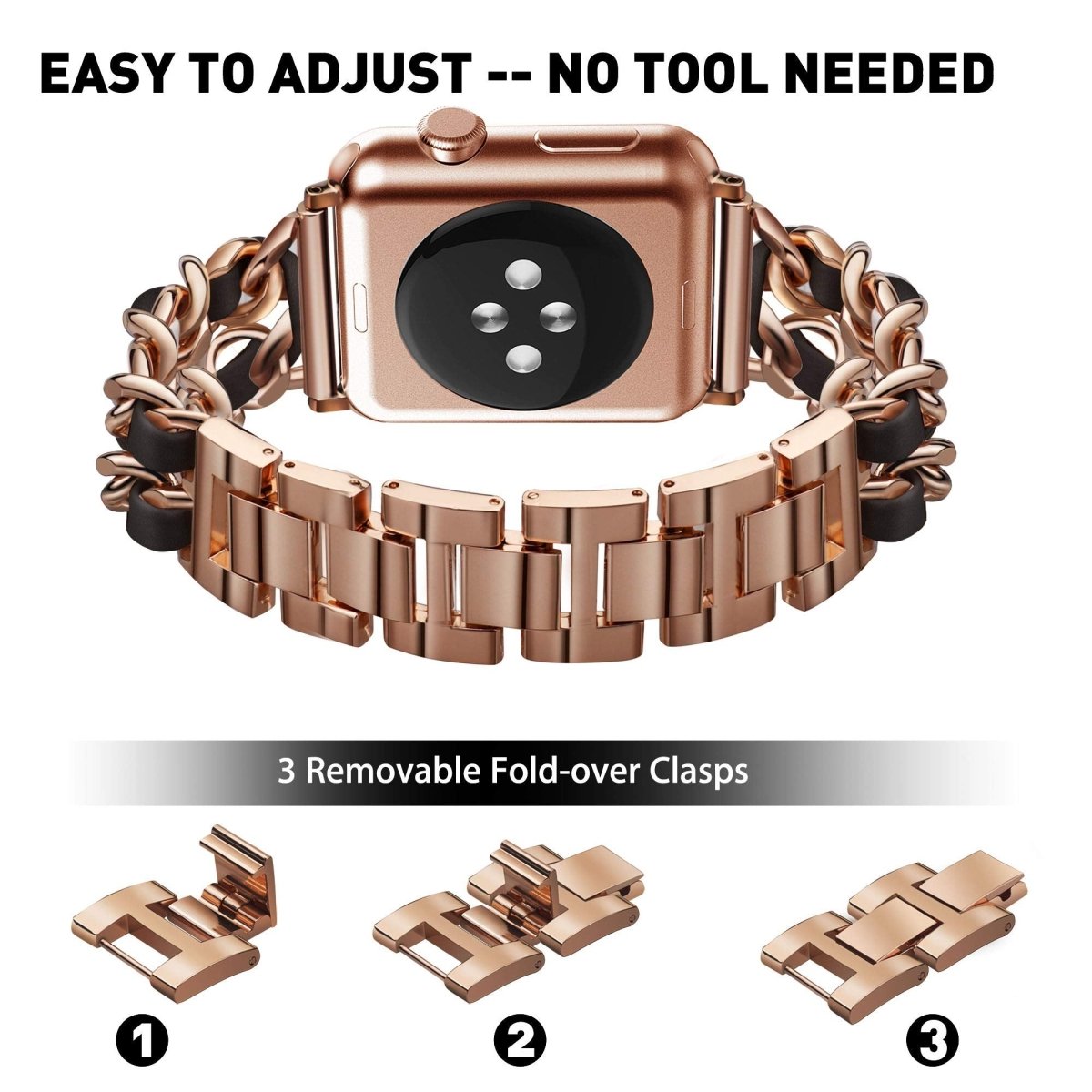 Carpe Luxury Steel Leather Watch Band & Case for Apple Watch