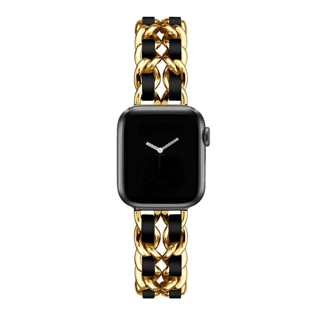 Luxurious Gold & Silver Woven Link Apple Watch Band