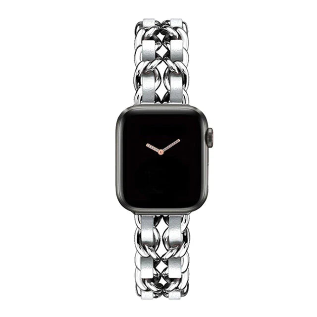 Luxurious Gold & Silver Woven Link Apple Watch Band