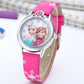Elsa Princess Girls Watch with Leather Strap - Cute Cartoon Wristwatch