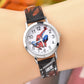 Cute Cartoon Spider-Man Leather Quartz Watch for Kids