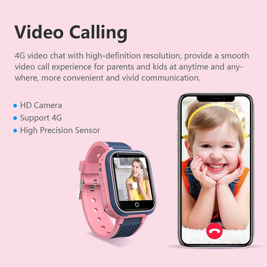 4G Kids Smart Watch with GPS, Video Call, and IP67 Waterproof