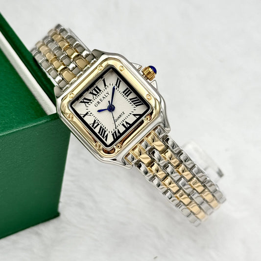 Luxury Square Ladies Quartz Watch with Alloy Strap