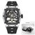 Men's Automatic Mechanical Skeleton Watch with Stainless Steel Case and Silicone Band