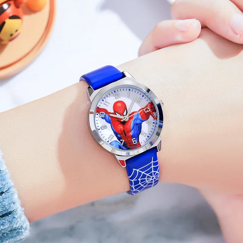Spider-Man Cartoon Waterproof Quartz Wristwatch for Kids
