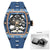Men's Automatic Mechanical Skeleton Watch with Stainless Steel Case and Silicone Band