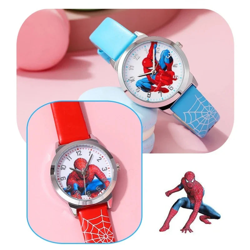 Spider-Man Cartoon Waterproof Quartz Wristwatch for Kids