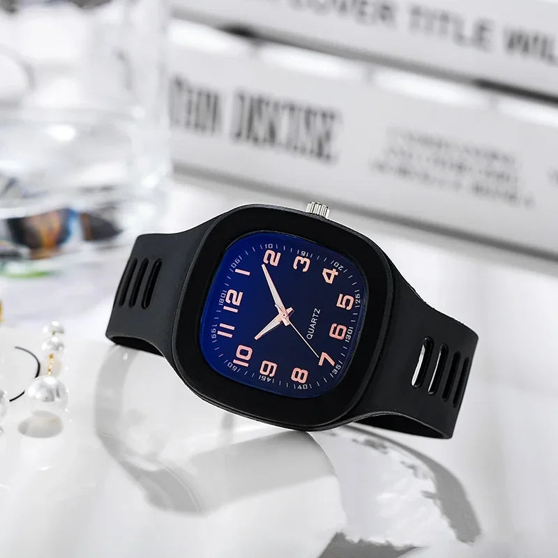 Cute Pink Square Quartz Watch for Women and Girls