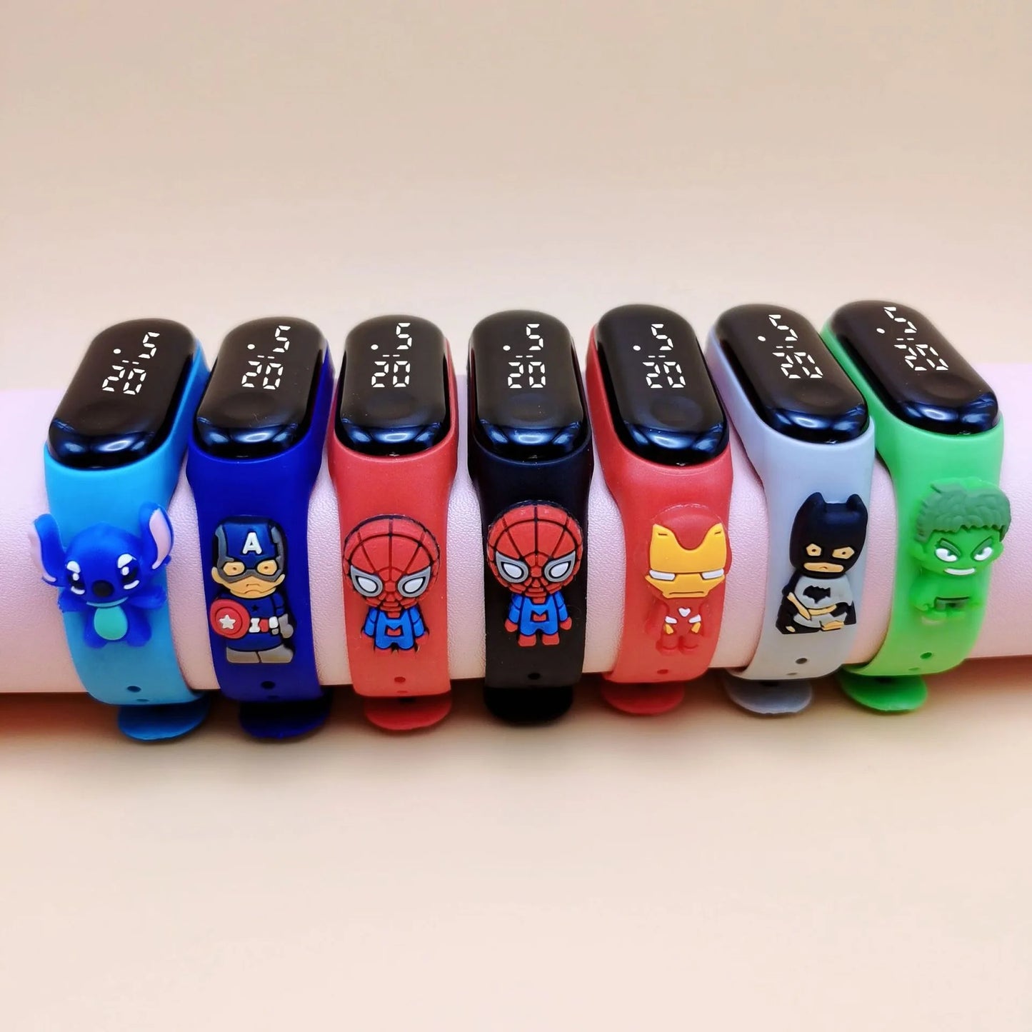 Marvel Cartoon Digital LED Watch for Kids - Rubber Band, Touch Screen