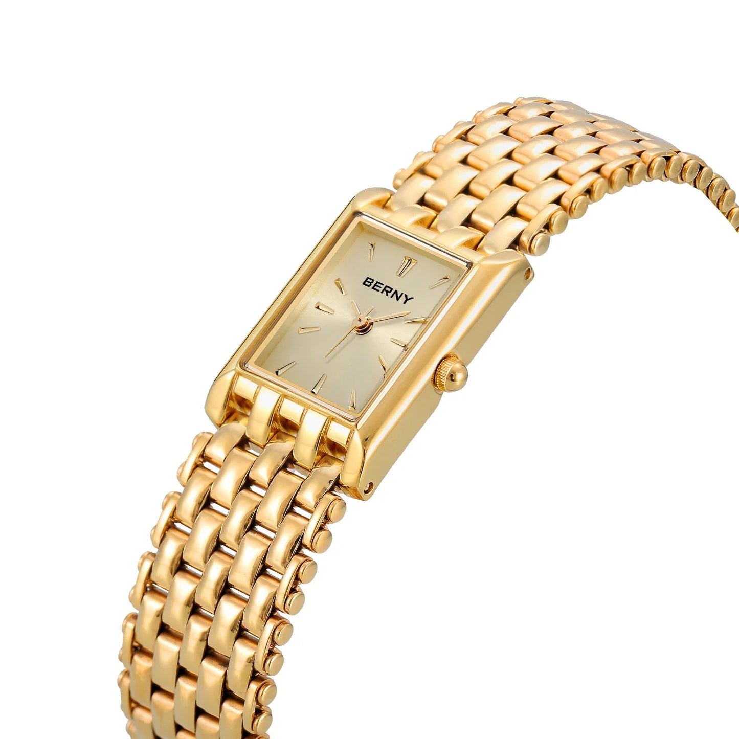Luxury Gold Square Women's Quartz Watch - Elegant Stainless Steel Design