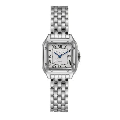 Luxury Ladies Quartz Watch with Calendar - Stainless Steel Bracelet