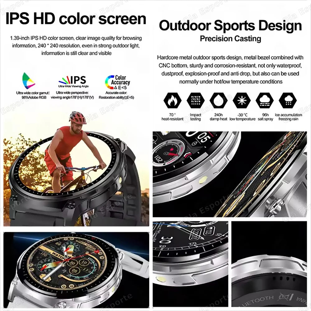 2025 Smart GPS Watch with Bluetooth Call, 10ATM Waterproof, and Multi-Tracker Functions