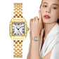 Light Luxury Square Couple Watches with Stainless Steel Strap - Fashion Quartz Wristwatches